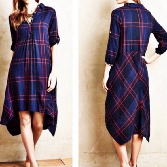 Isabella Sinclair Dresses & Skirts - ANTHROPOLOGIE ISABELLA SINCLAIR HOMESTEAD PLAID SHIRT DRESS SIZE SMALL